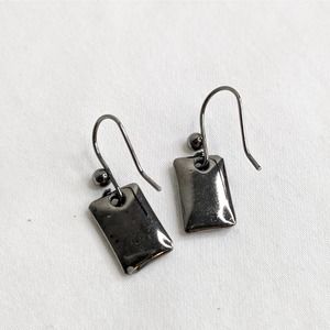square dark metal earrings